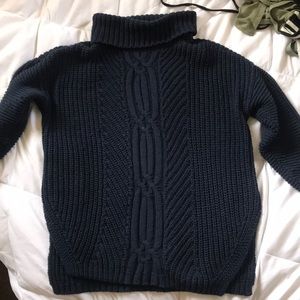 Navy blue XS cable turtleneck sweater